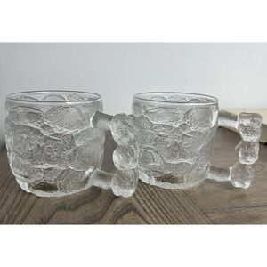 Set of 2 Vintage 1993 McDonald's The Flintstones Glass Mug/Cup Made In France